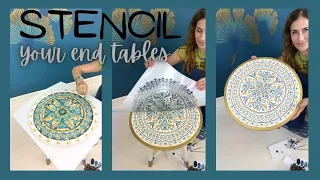 End Table Furniture Stencil Makeover With Cutting Edge Stencils Abundance Mandala Stencil!