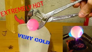 1000 Degree RED HOT Nickel Ball vs Ice Block