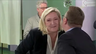 France's Marine Le Pen votes in presidential poll