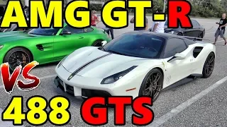 Ferrari 488 GTS vs AMG GTR -1/4 Mile Drag Race - RoadTest®