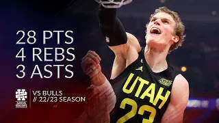 Lauri Markkanen 28 pts 4 rebs 3 asts vs Bulls 22/23 season