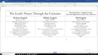 Reading of The Lord's Prayer in Modern, Middle, and Old English