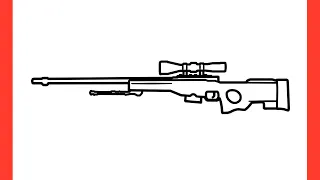 How to draw AWP from CS GO step by step / drawing awm sniper rifle from pubg easy