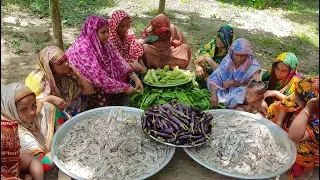 Rare Tiny Fish Dry Curry Cooking For Whole Village People - 20 KG Small Fish  Chorchori Preparing