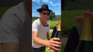 He makes the Wine pop with Magic😱 #wine #california #magic #trick #america