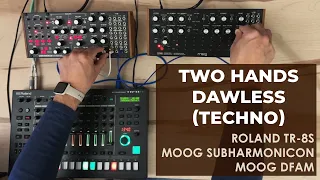 Live Techno a dos manos con MOOG Subharmonicon, Moog DFAM y Roland TR-8S