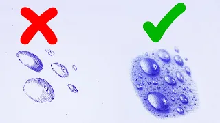 How To Draw Realistic Water Drops With Ballpoint Pen _(Draw Like PRO)_Real time/Time Lapse