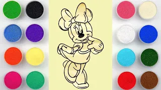 Sand painting and coloring minnie mouse