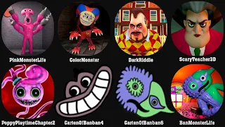 Pink Monster Life Challenge 7,Color Monster,Dark Riddle,Scary Teacher 3D,Poppy Playtime 2,Banban 6+4