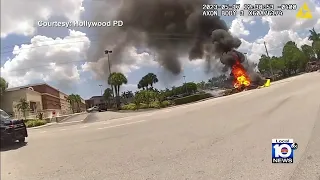 Body cam video shows moments after deadly plane crash in Hollywood