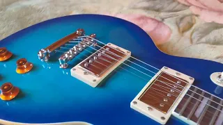 Обзор состояния китайской реплики Gibson Les Paul Standard голубой бёрст возрастом 3 года.