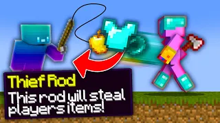 Minecraft Manhunt, But FISHING RODS Can STEAL Items...