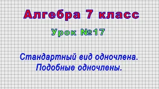 Алгебра 7 класс (Урок№17 - Стандартный вид одночлена. Подобные одночлены.)