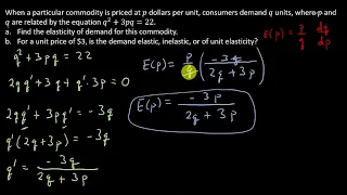 Business Calculus - Elasticity Of Demand