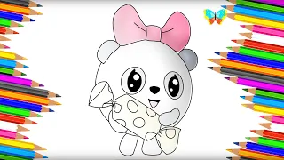 Как нарисовать ПАНДОЧКУ из мультика Малышарики | Рисуем и Учим Цвета | Coloring Kids