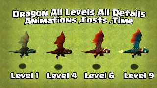 Dragon Level 1 to Level  MAX All Animation | Cost | Time | Clash Of Clans