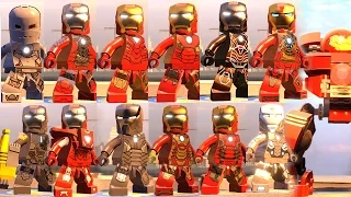 IRON MAN ALL SUITS WITH ABILITIES (Iron Man All Suit Up Animations) LEGO MARVEL AVENGERS