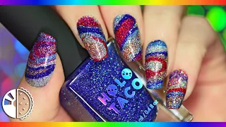 Holo Glitter Marble Nail Art Tutorial (No🚫 water!)