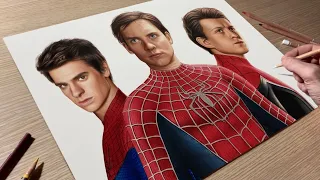 Drawing Spider-Man (Tobey Maguire, Andrew Garfield and Tom Holland) • Time Lapse