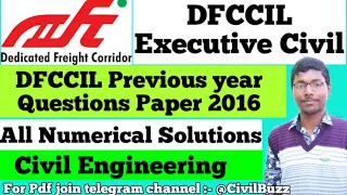 DFCCIL Previous Year Questions Paper 2016 || All Numerical Solutions || DFCCIL Executive Civil