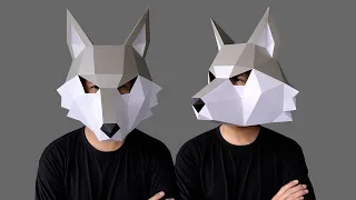 Diy Wolf Low Poly Mask - DIY Paper Craft Mask Wolf - PDF Template For 3D Masks | Step by Step