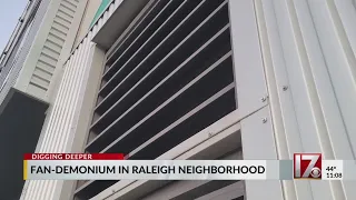 Neighbors disturbed by constant noise from Forge at Raleigh Iron Works parking deck fans