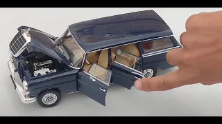 Mercedes Benz 200 Universal 1966 Dark Blue Norev UNBOXING 1:18 OLDTIMER metal model car