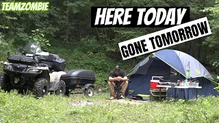 Atv overland solo camping in a hot tent with tiny trailer i have a message to share