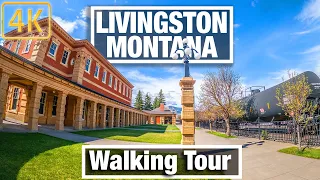 4K City Walks - Livingston Montana USA - April 30 - Train Depot - Virtual Treadmill Scenery Walk