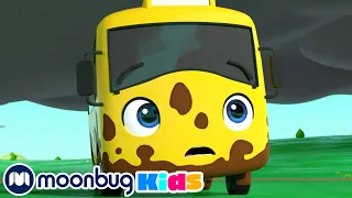 Skidding Race in Muddy Puddles | Go Buster| Cars, Trucks & Vehicles Cartoon | Moonbug Kids