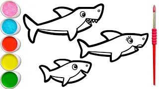 How to draw Baby Shark 🦈 family for kids and Toddlers | Easy Shark Drawing | Magical Rainbow Art