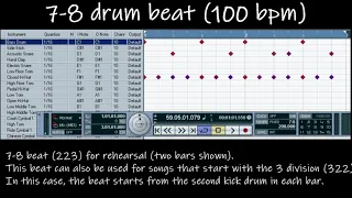 7-8 Drum beat for rehearsal (100 bpm)