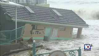 Storm damage from Hurricane Nicole seen along Florida's east coast