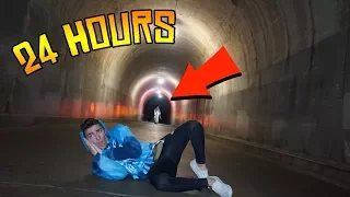 we stayed over night at the haunted tunnel... (24 hour challenge)