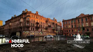 ☔ Walking in the rain in St. Petersburg | rainy-sunny day | [4K]