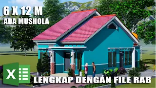 KEREN BANGET RUMAH MINIMALIS 6x12 Meter - 3 KAMAR TIDUR  + MUSSHOLA  || LENGKAP GAMBAR DAN RAB