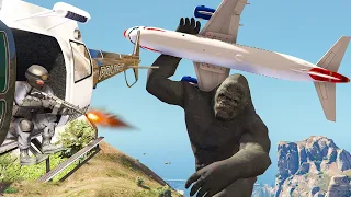 GTA 5 king kong Attack Airplane  A320 Crashes