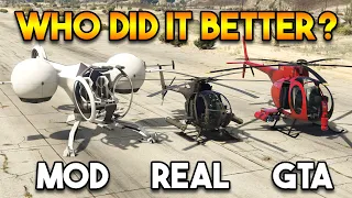 GTA 5 BUZZARD VS REAL CHOPPER VS MODDER HELICOPTER (WHO DID IT BETTER?)