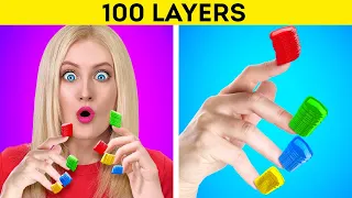 100 LAYERS CHALLENGE || Ultimate 100 Coats of Makeup, Nails, Clothes, Hairspray By 123GO!Live