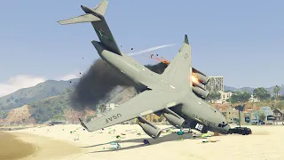 World's Heaviest C -17 Emergency Landing Crash On Beach |GTA 5