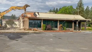 Watch us Completely Demolish a BANK with this Excavator