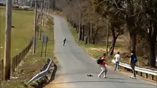 Luge on a Longboard FAIL big crash