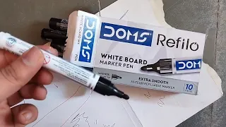 Doms Refilo whiteboard marker black easy refillable | writing review | unboxing wholesale pack price