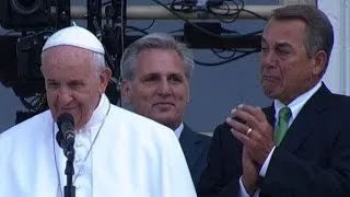 John Boehner cries during Pope Francis' speech