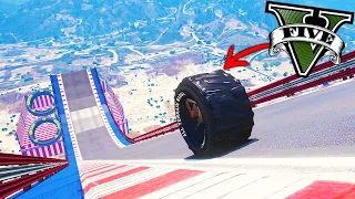 MEGA RAMPA com CARRO de PNEU no GTA 5 ! Siren Head