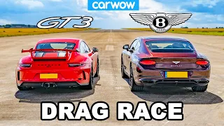 Porsche 911 GT3 vs Bentley Continental GT - DRAG RACE!