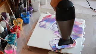 Фиолетовый DUTCH POUR/ Рисуем феном картину в технике Акриловой Заливки