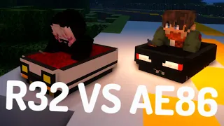 Initial D R32 vs AE86 Race In Minecraft! (Nakazato’s GT-R)