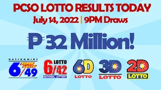 Lotto Result Today July 14, 2022 9PM PCSO Draw - 6/49, 6/42, 6D, 3D, 2D Lotto