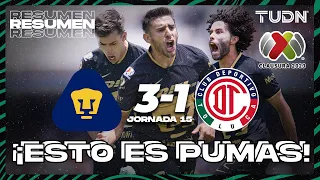 Resumen y goles | Pumas 3-1 Toluca | CL2023 Liga Mx - J15 | TUDN